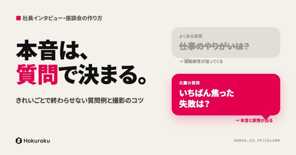 本音は、質問で決まる。社員インタビュー・座談会の作り方